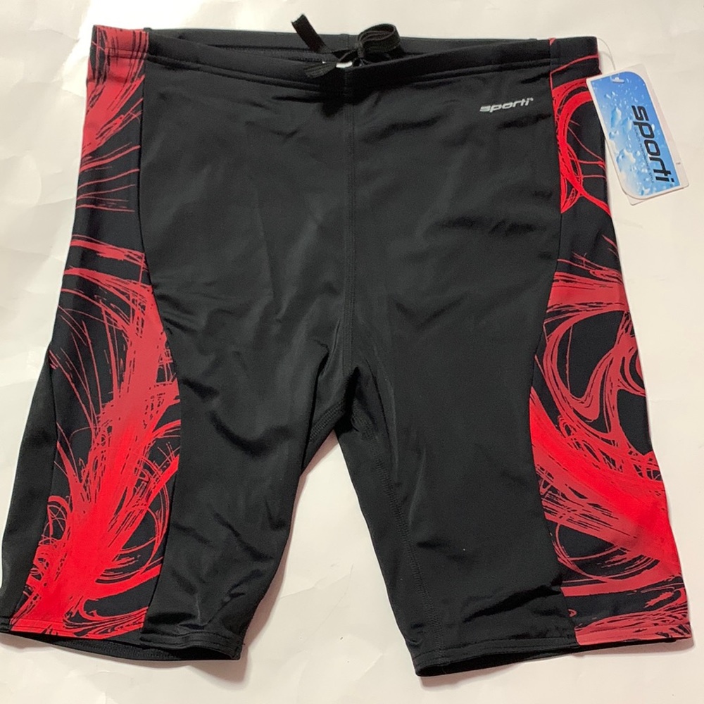 Sporti men’s jammer swimsuit black red size 36